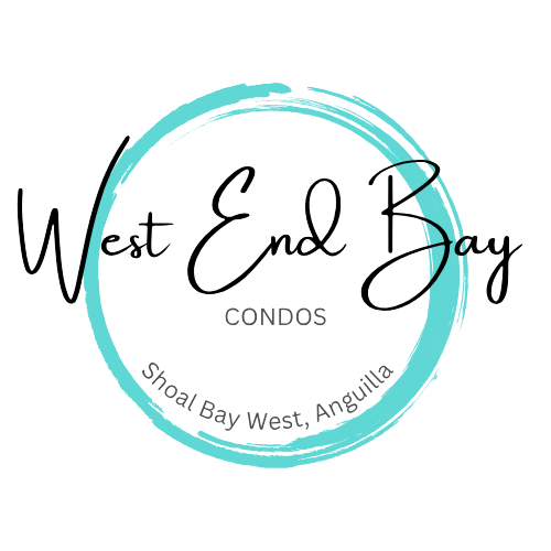 Logo for West End Bay Apartments: black cursive text inside a teal circular brushstroke design.