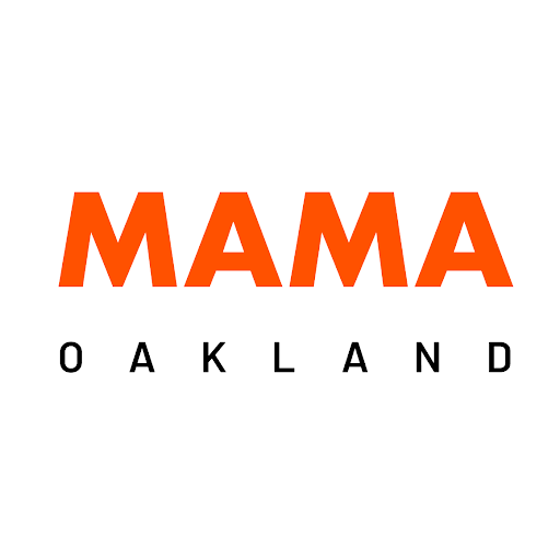 MAMA Oakland logo in orange and white on a beige background