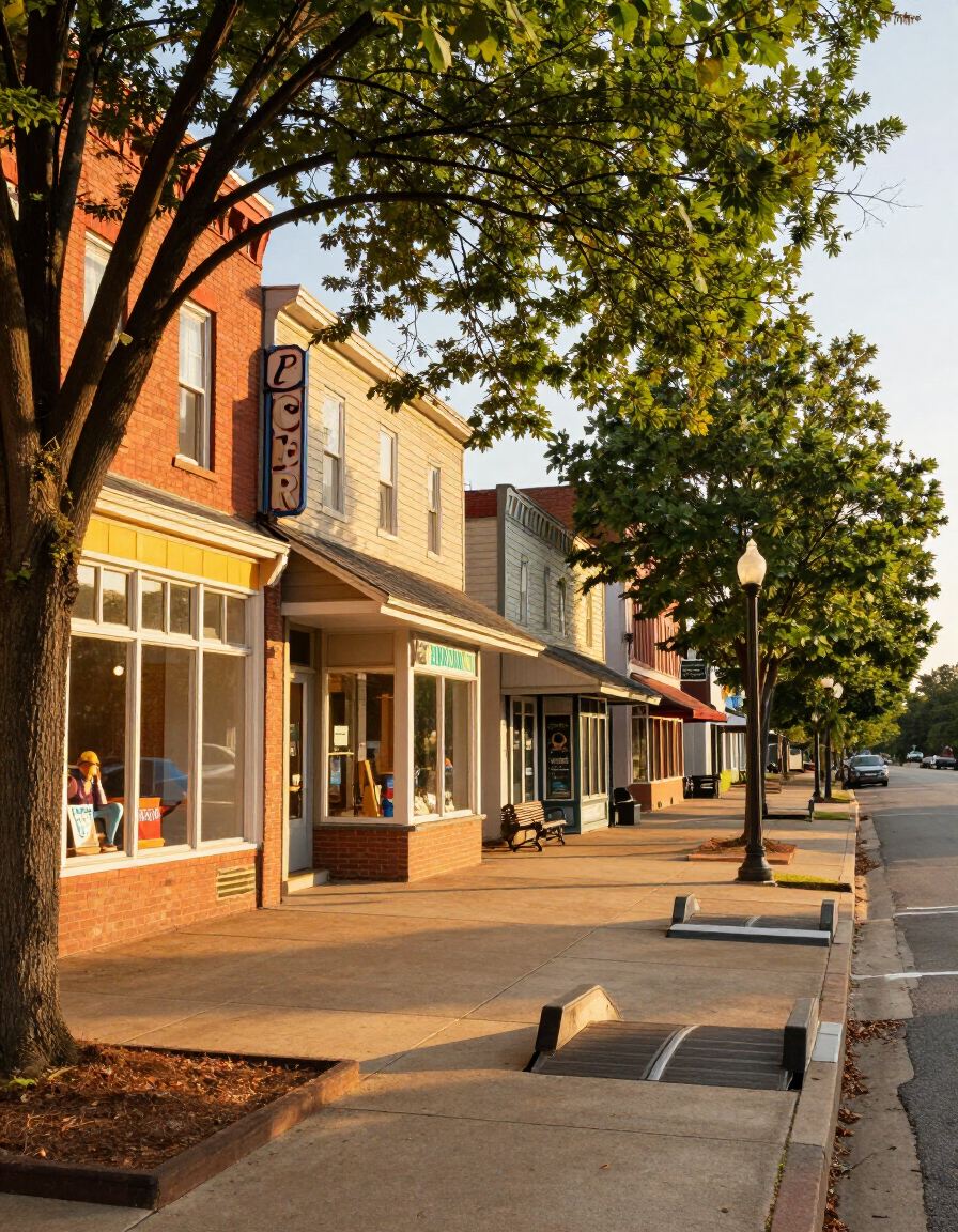 Small-town Alabama main street near Hickory Lane