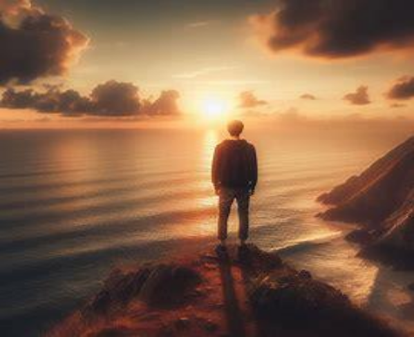 Man Looking at Sunrise