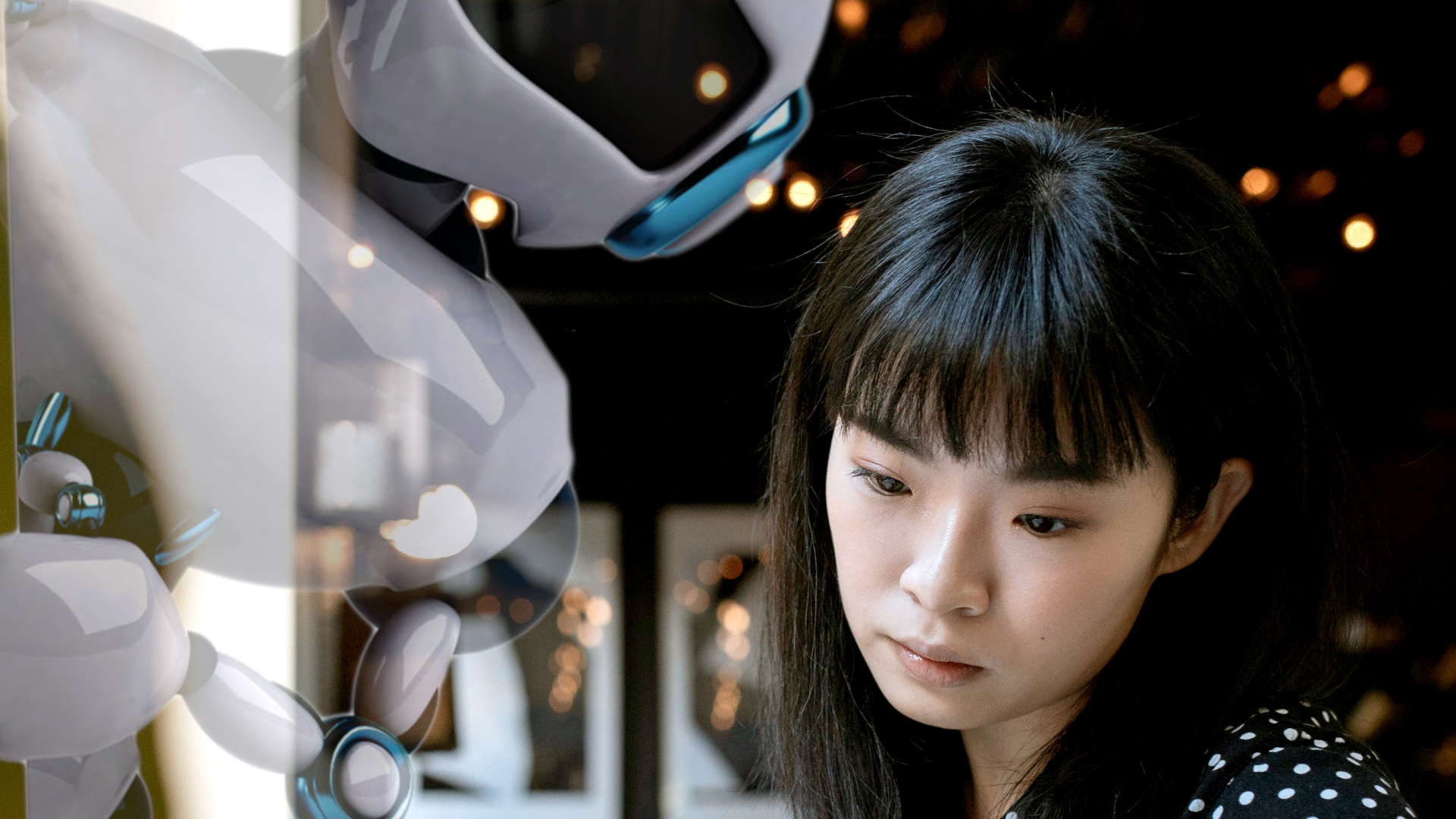 Asia girl with Robot
