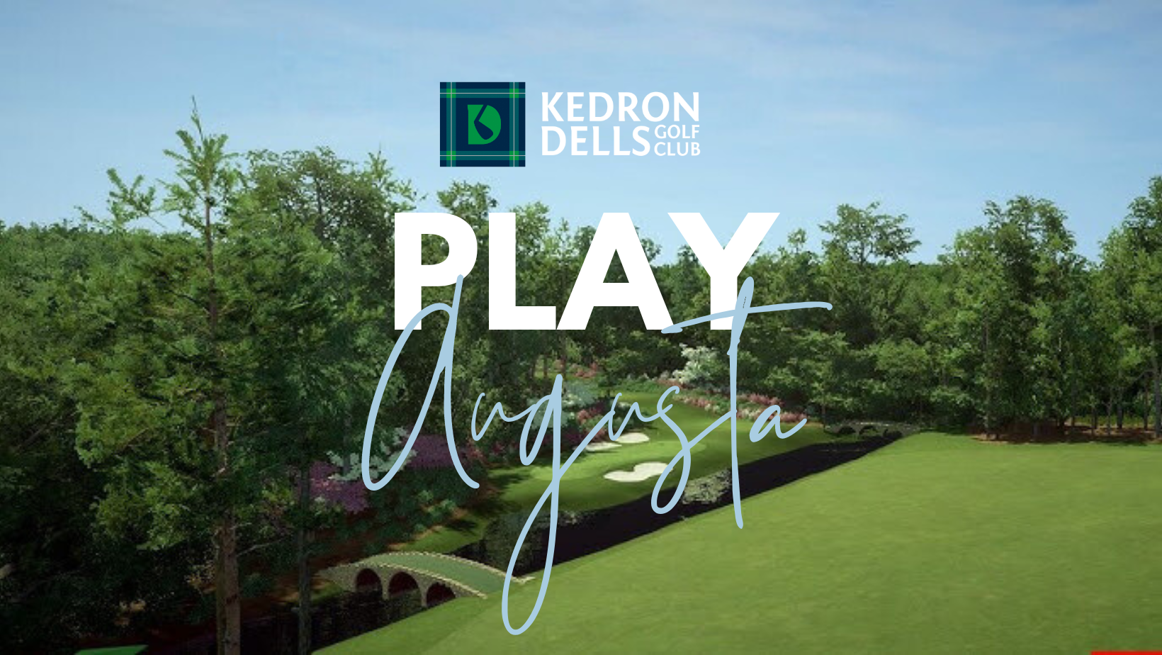 A golf simulator screenshot of hole 13 at Augusta Golf Club with the words