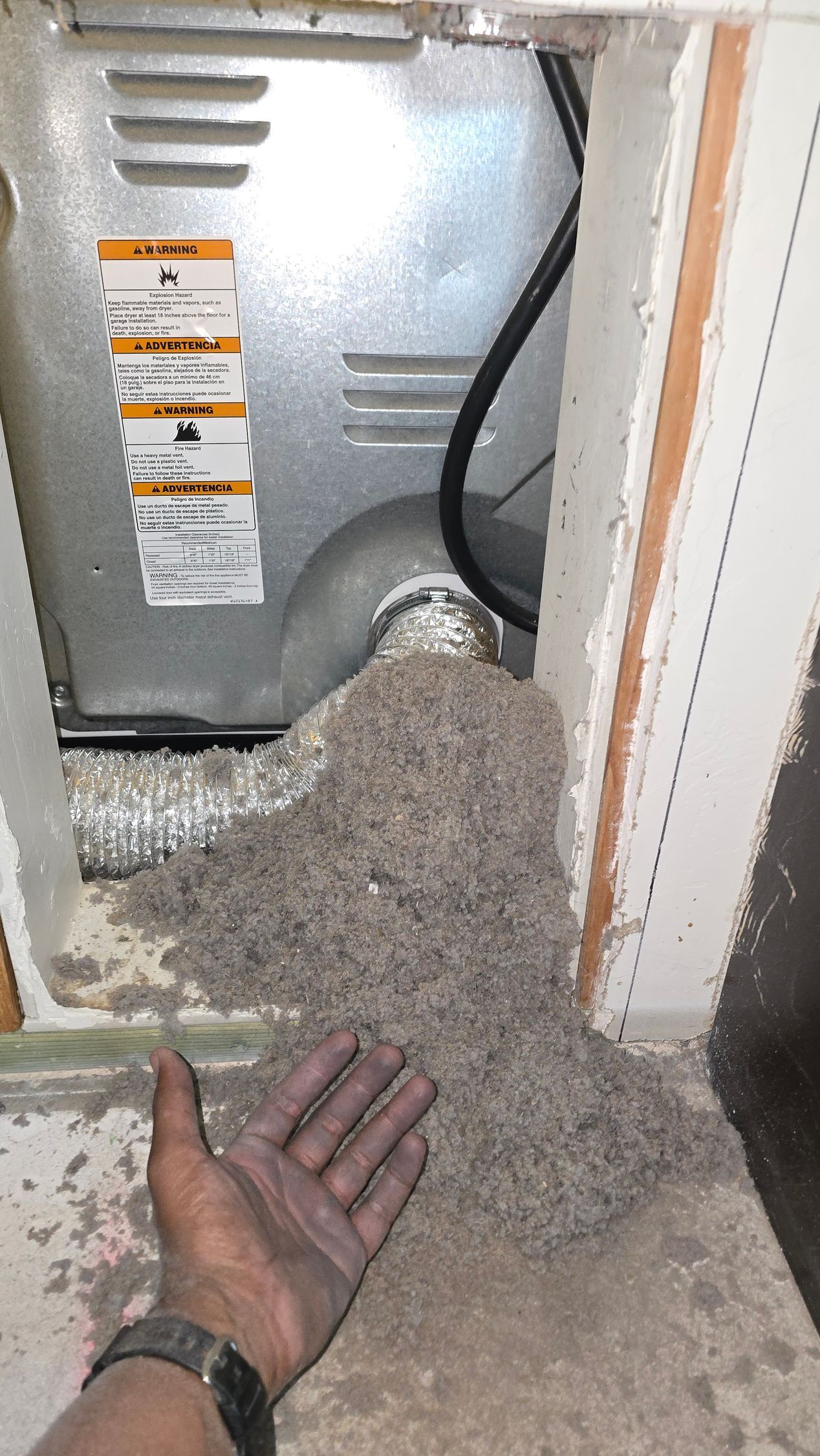 Debris removed from dryer vent in Tucson, AZ