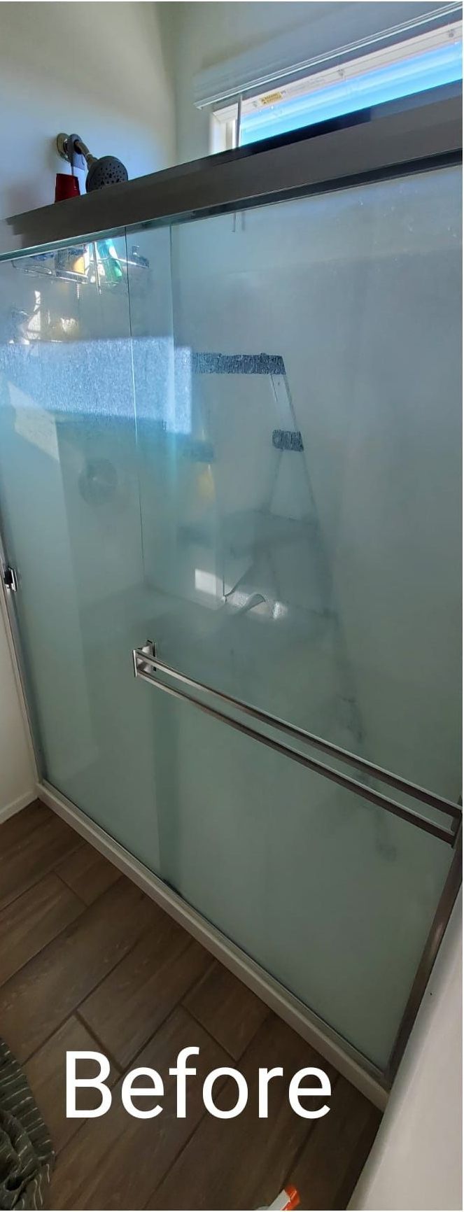 Before Bathroom Glass Partition Cleaning