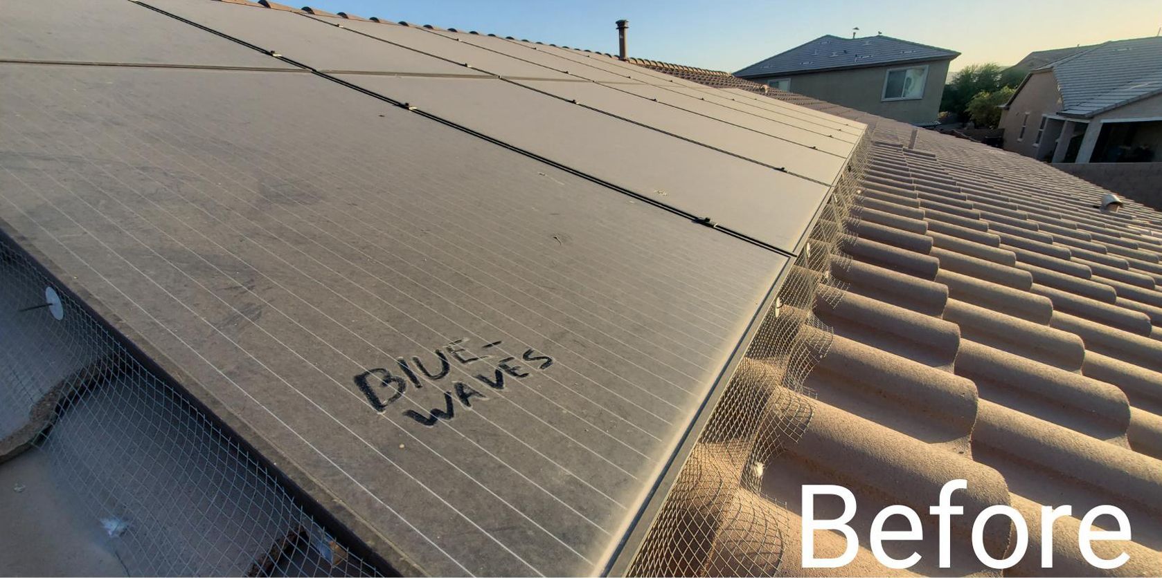 Before Dirty Solar Panel Cleaning
