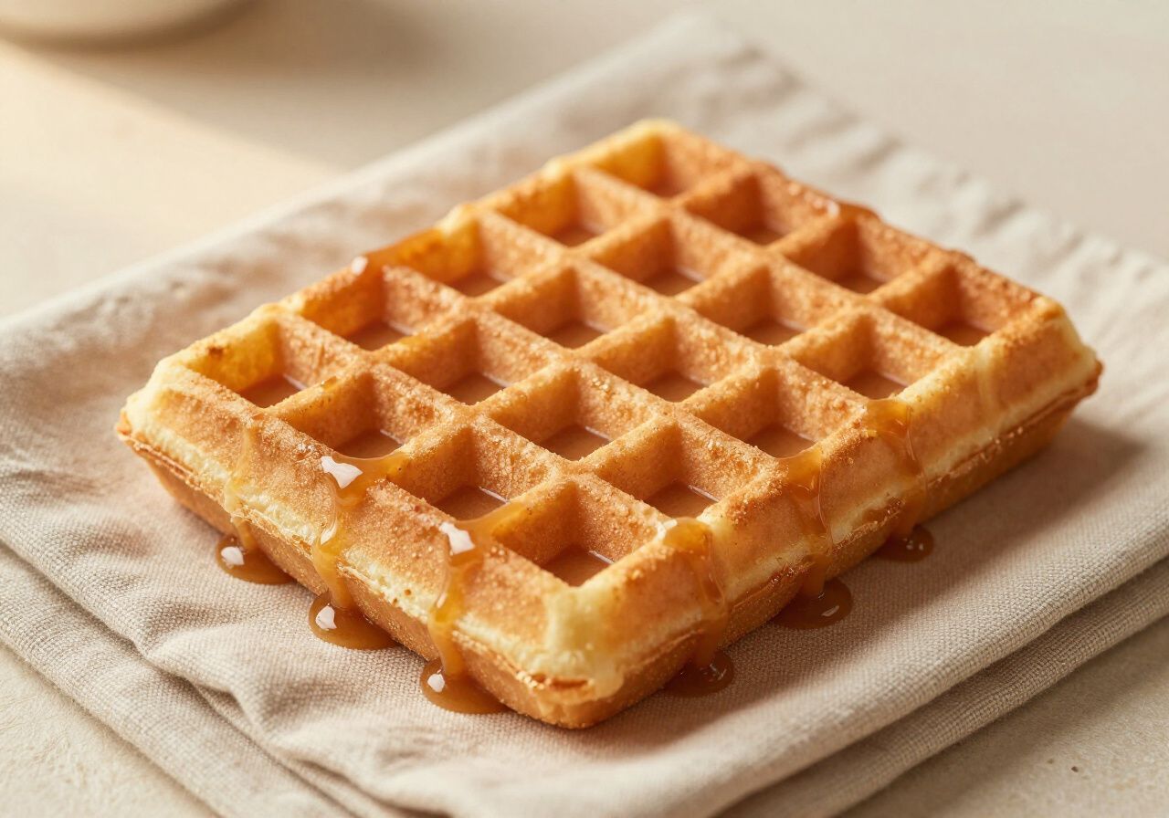 Stroopwafel-inspired pastry with caramel drizzle
