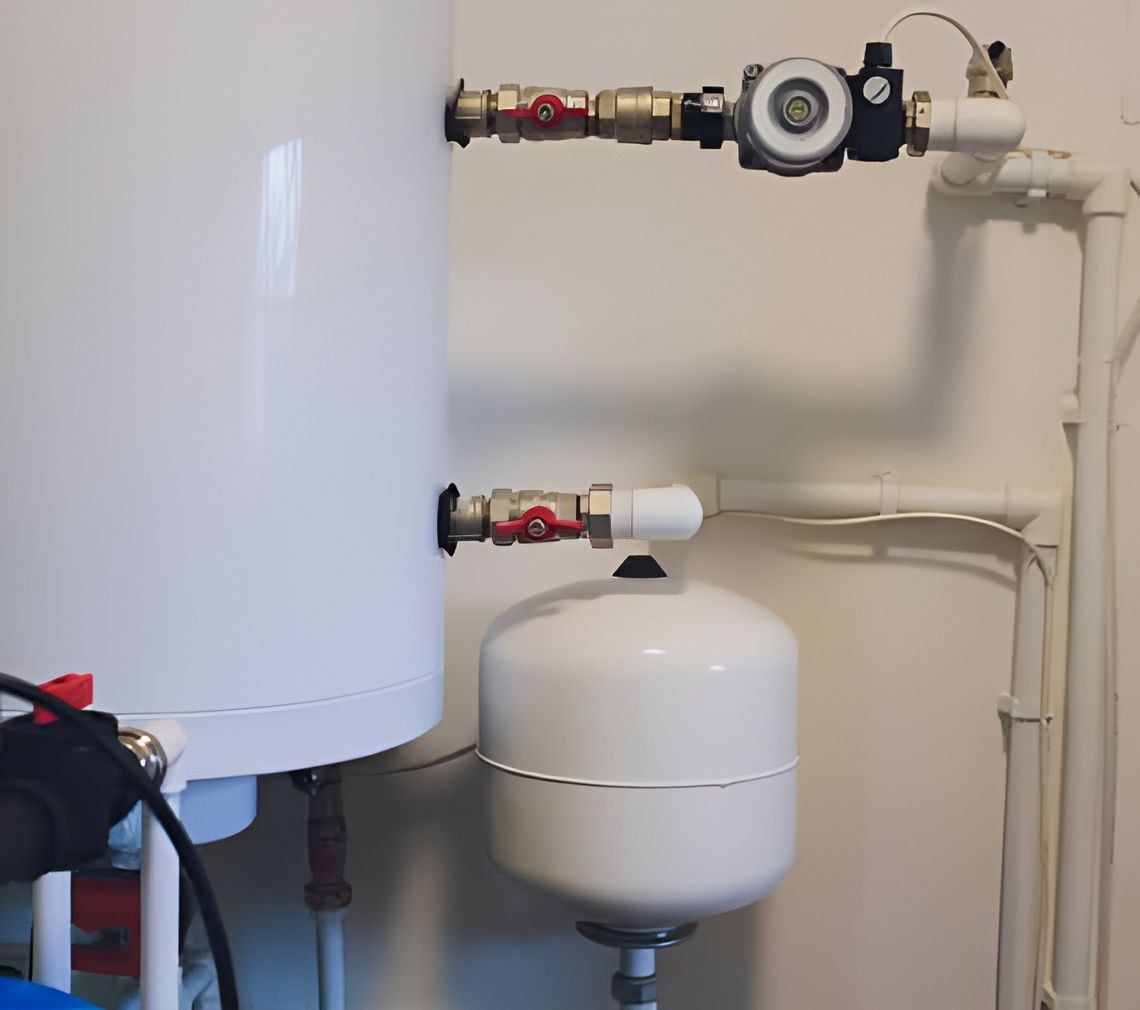 White Water Heater With Pipes, Valves, and a Pump — Taps 'R' Us in Palmwoods, QLD