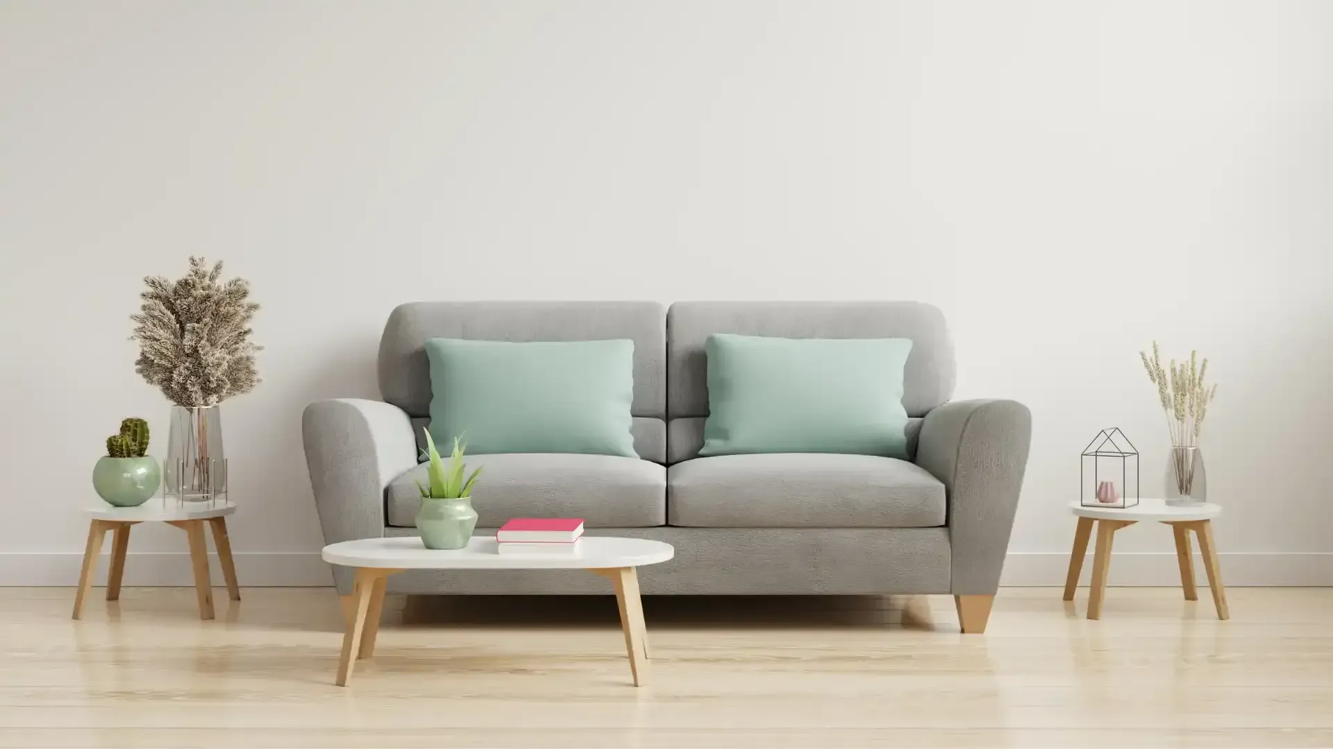 A living room with a couch and a coffee table.
