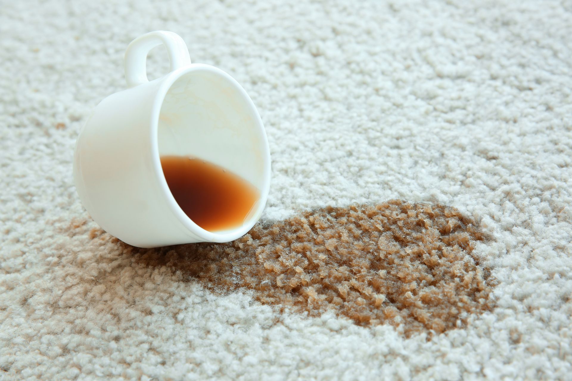 Spilled coffee on a new carpet