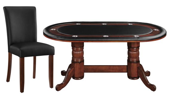 The Reagan Billiard Table Texas Hold ‘Em Poker Table w/ 6 Chairs