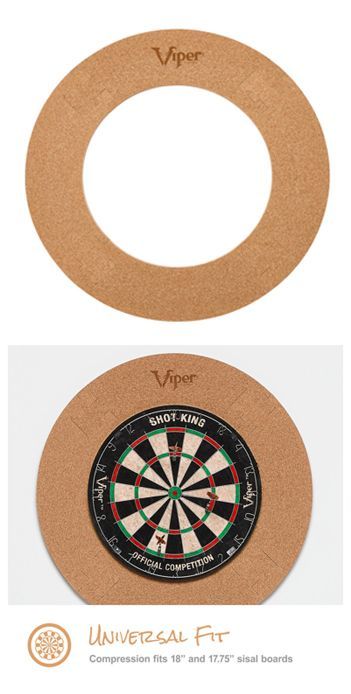 A dart board is sitting on top of a cork board.