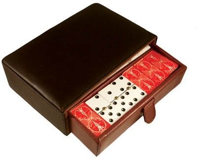 Domino Double Six Red bicycle Card Back Deluxe Case With Spinners