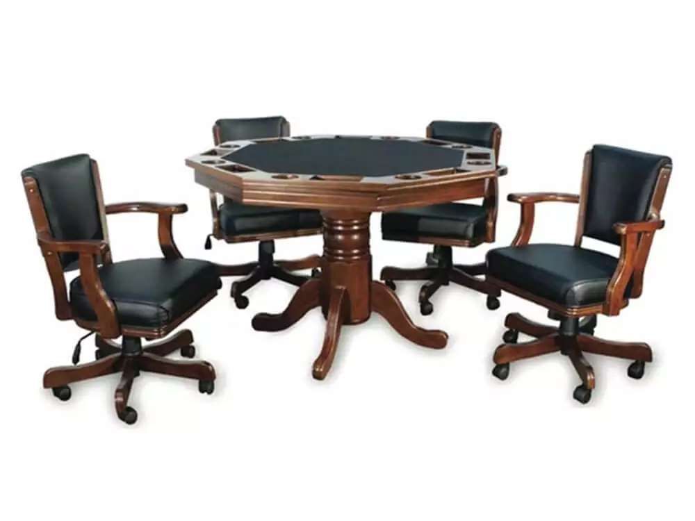 The Reagan Billiard Table Octagonal Convertible Poker Set with 4 Chairs
