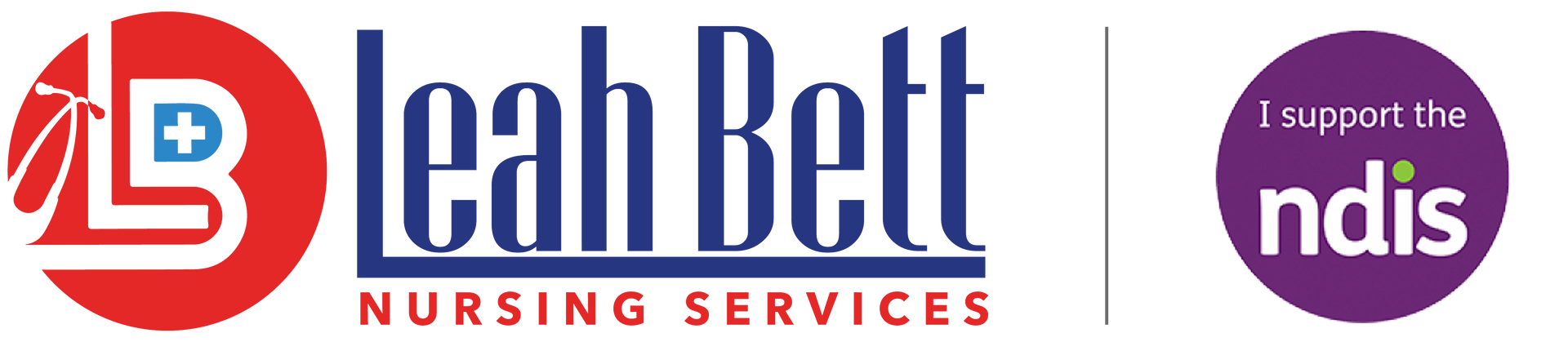 The logo for leah bett nursing services is red and blue