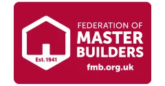 Federation of Master Builders logo on red background with website fmb.org.uk and Est. 1941