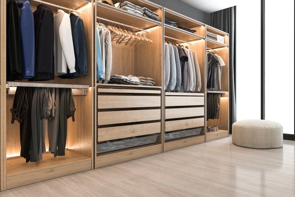Interior of Walk-in Wardrobe — Cabinetry In Carrington, NSW