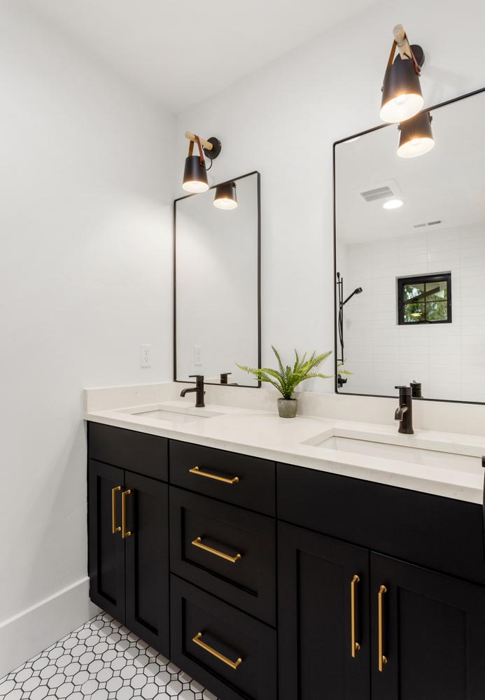Bathroom Cabinet With A Dark Theme — Cabinetry In Carrington, NSW