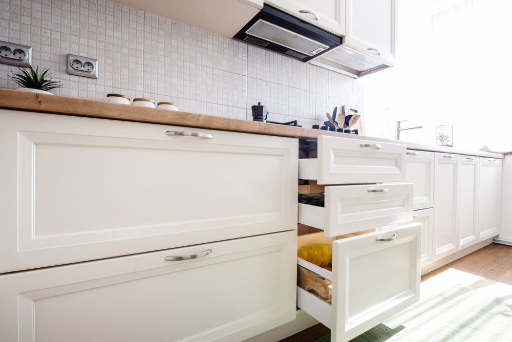 Close-up Of A Modern Kitchen Cabinets