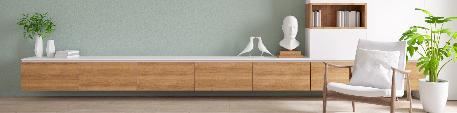 Floating Cabinet in Living Room — Cabinetry In Carrington, NSW