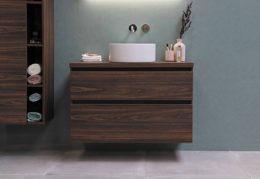 Modern Wooden Bathroom Cabinet — Cabinetry In Carrington, NSW