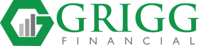 Grigg Financial Solutions The logo for grigg financial is a green hexagon with a graph on it.