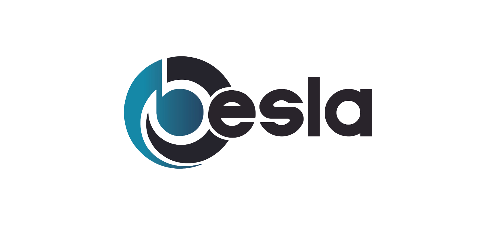 Logo featuring the lowercase word "besla" in dark grey, with the letter "b" stylized as a teal and dark grey circle.