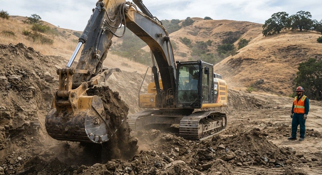 Hanford Demolition Services excavator performing professional excavation work