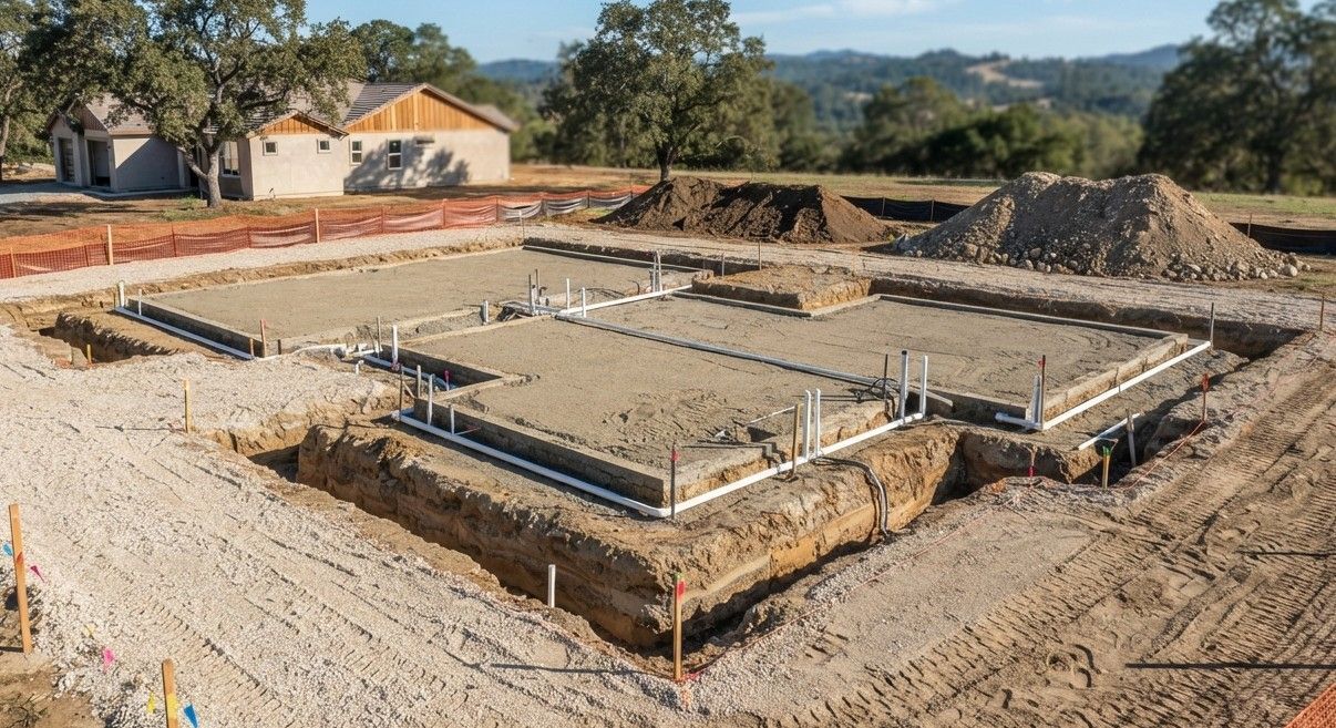 Residential foundation excavation for new construction