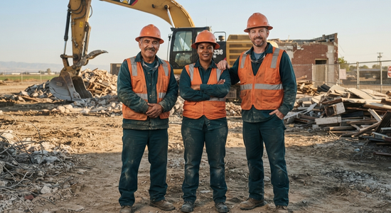 Crew performing safe and organized demolition work
