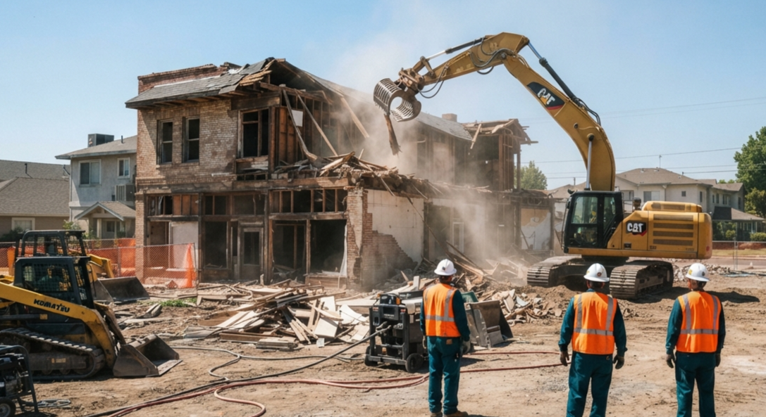 Professional demolition services at a property in Hanford, CA