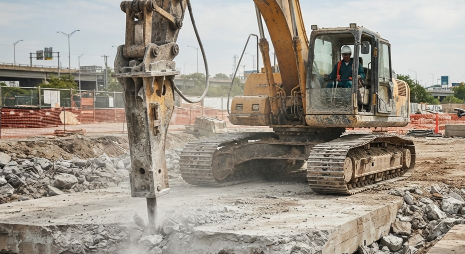Demolition crew working safely around heavy equipment in Hanford