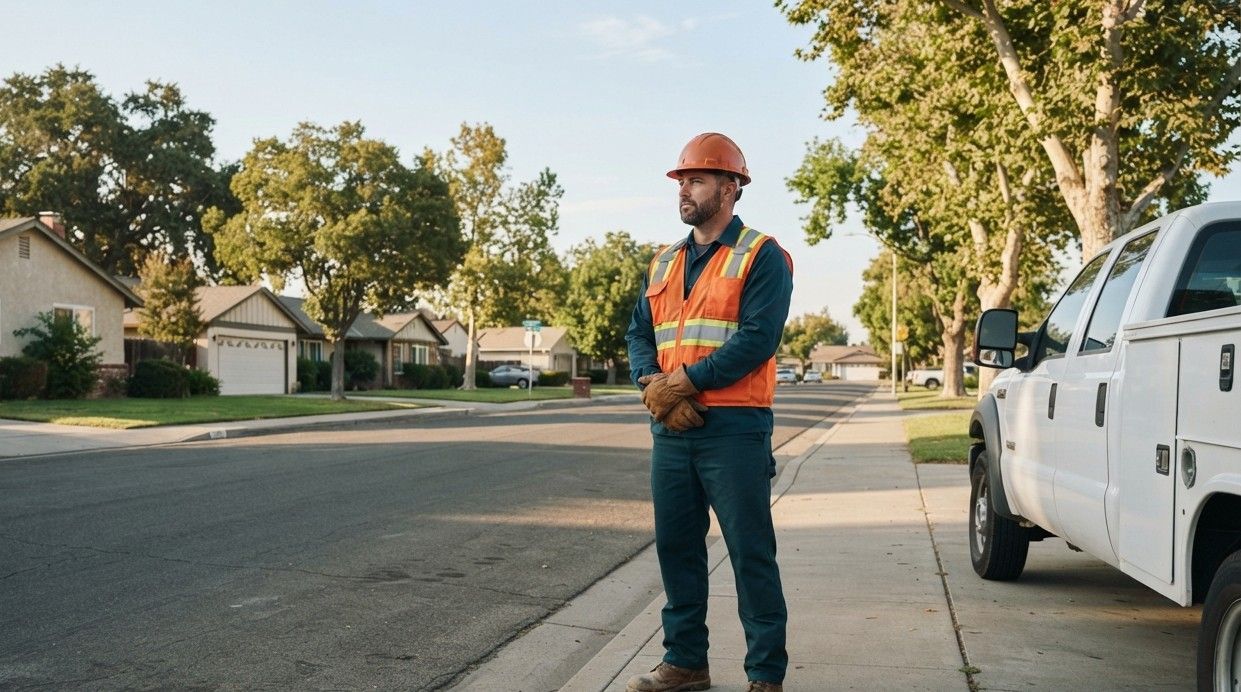 Hanford Demolition Services worker inspecting a demolition site