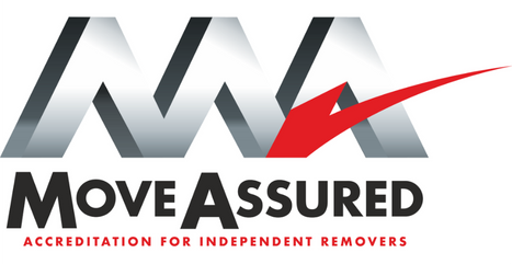 Logo for Move Assured featuring silver 