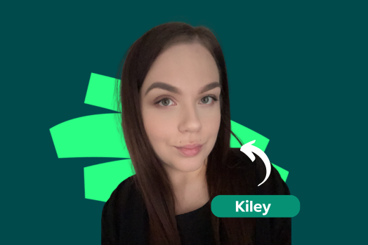 A woman with the name kiley next to her