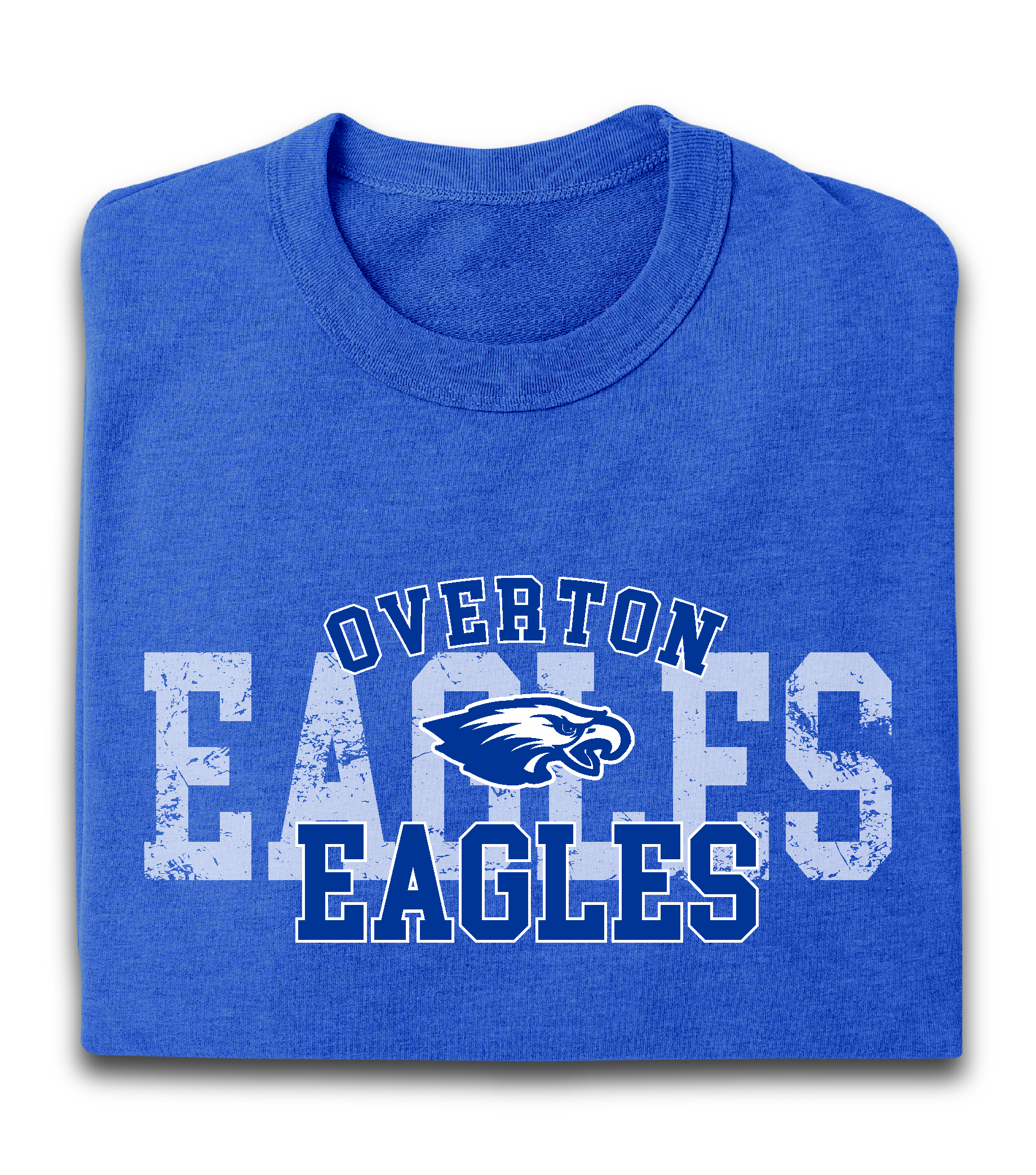 A blue shirt with the word eagles on it