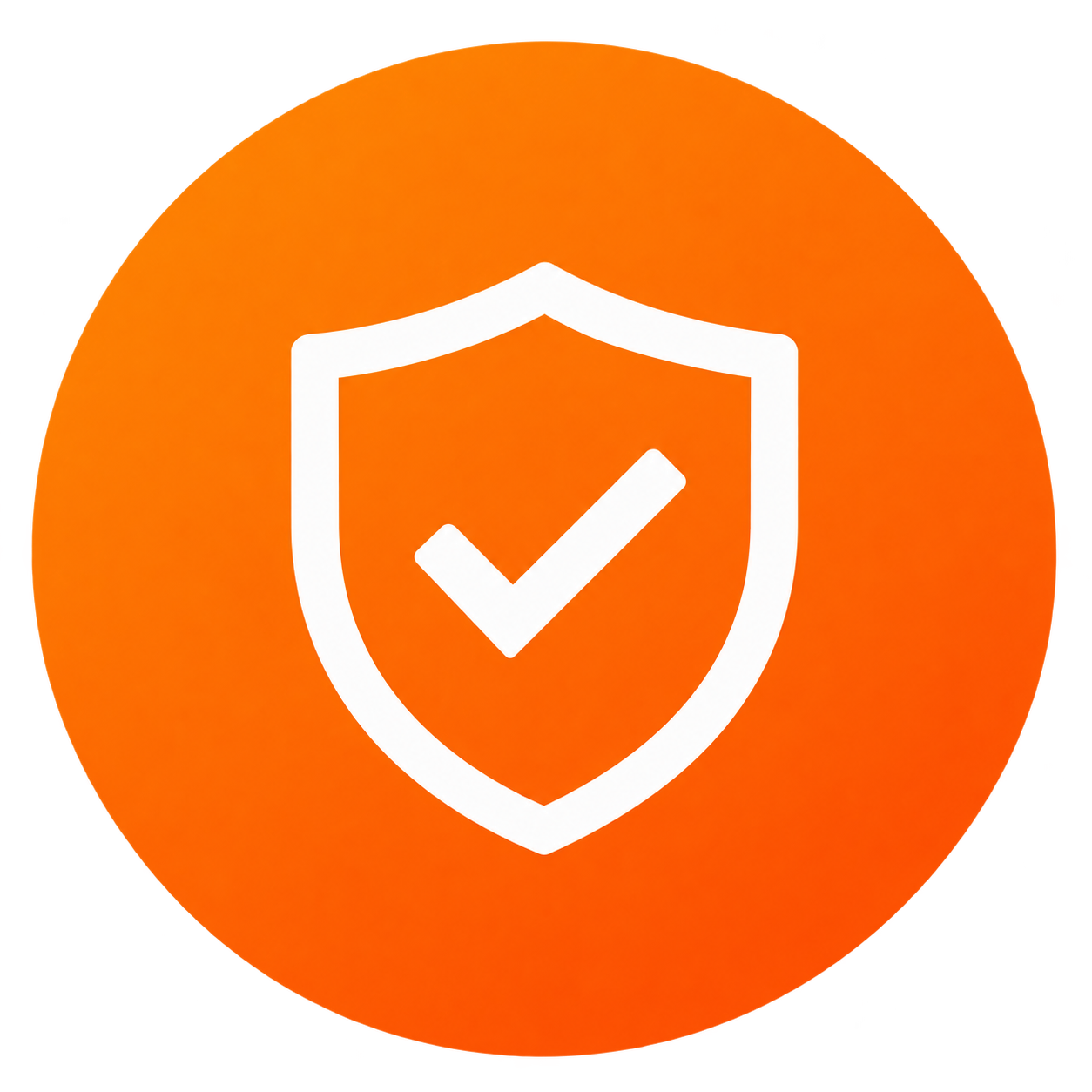 Orange Circle with Sheild and Checkmark