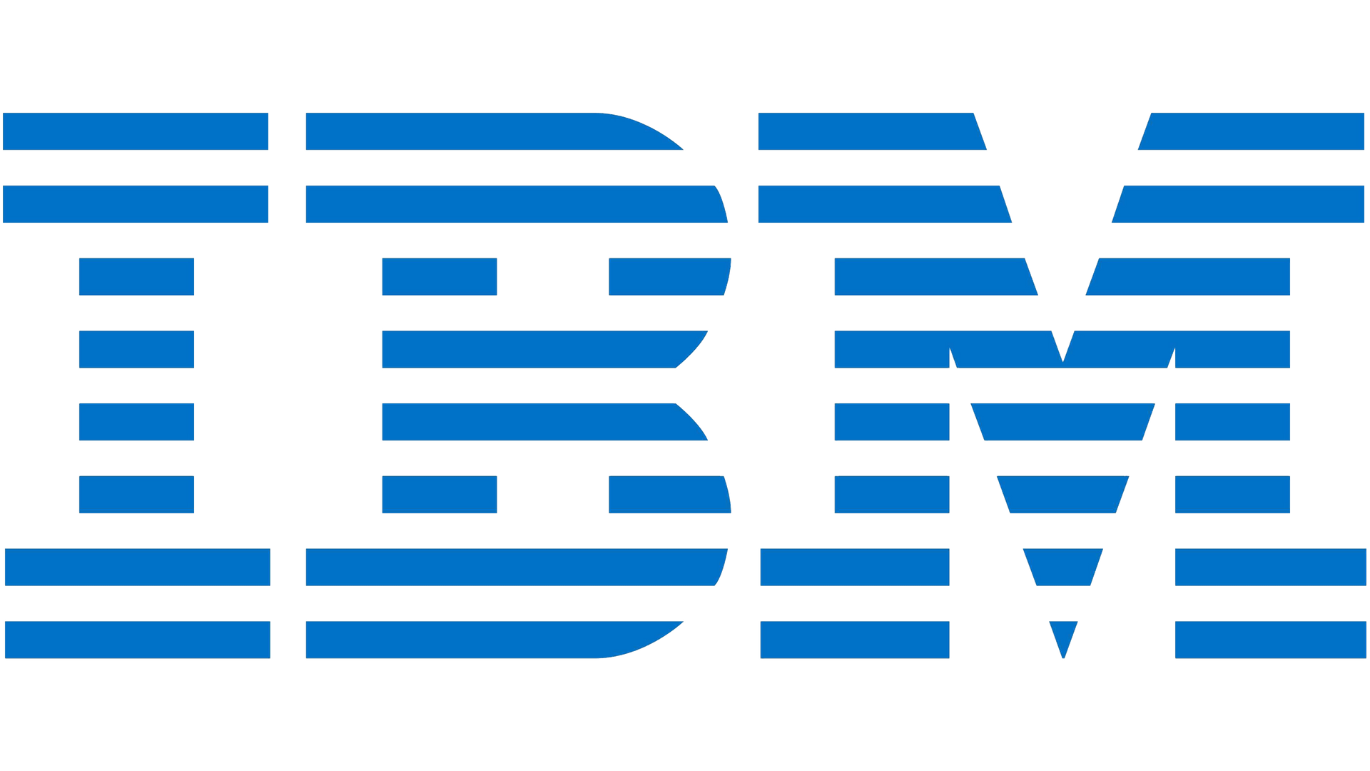 A blue and white ibm logo on a white background.