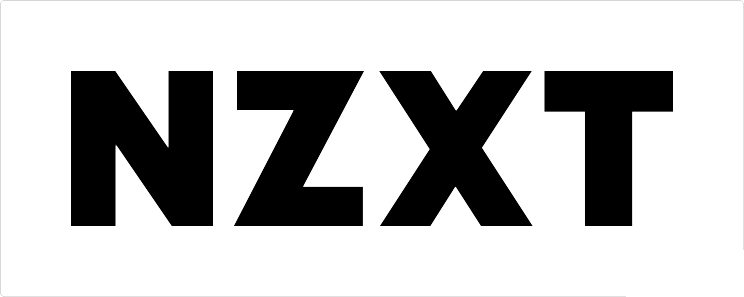 A black and white logo for nzxt on a white background