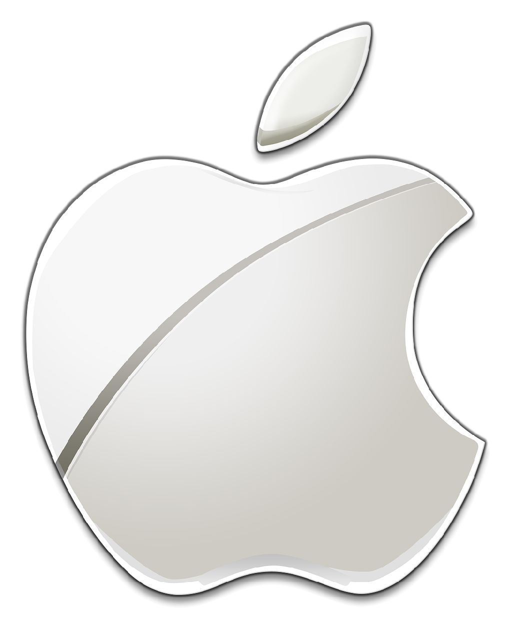 A white apple with a leaf on top of it