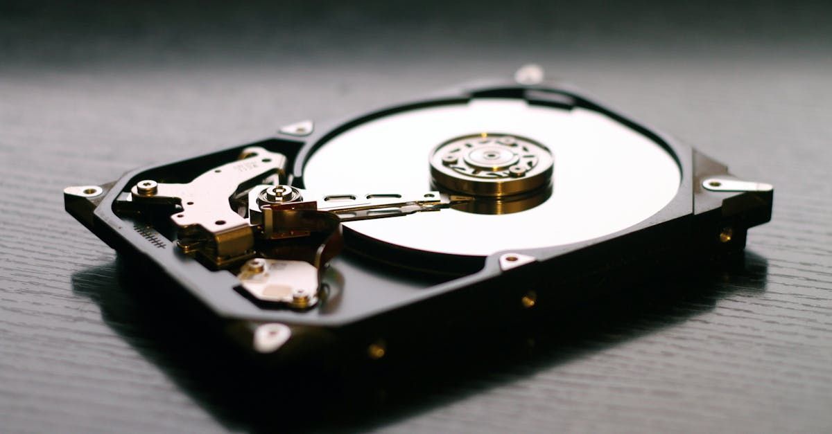 A close up of a hard drive on a table