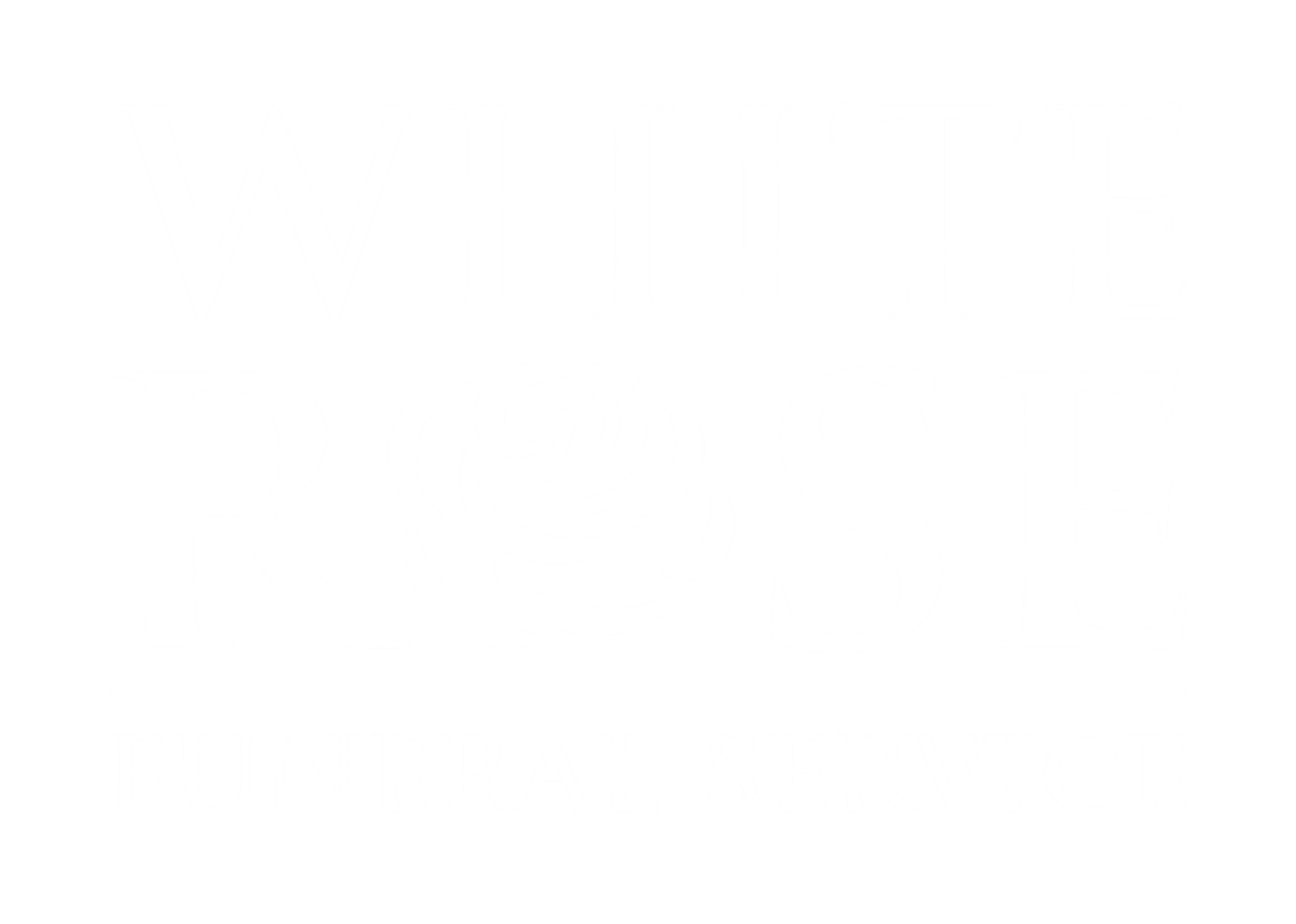 The logo for white rose funeral service has a rose on it.