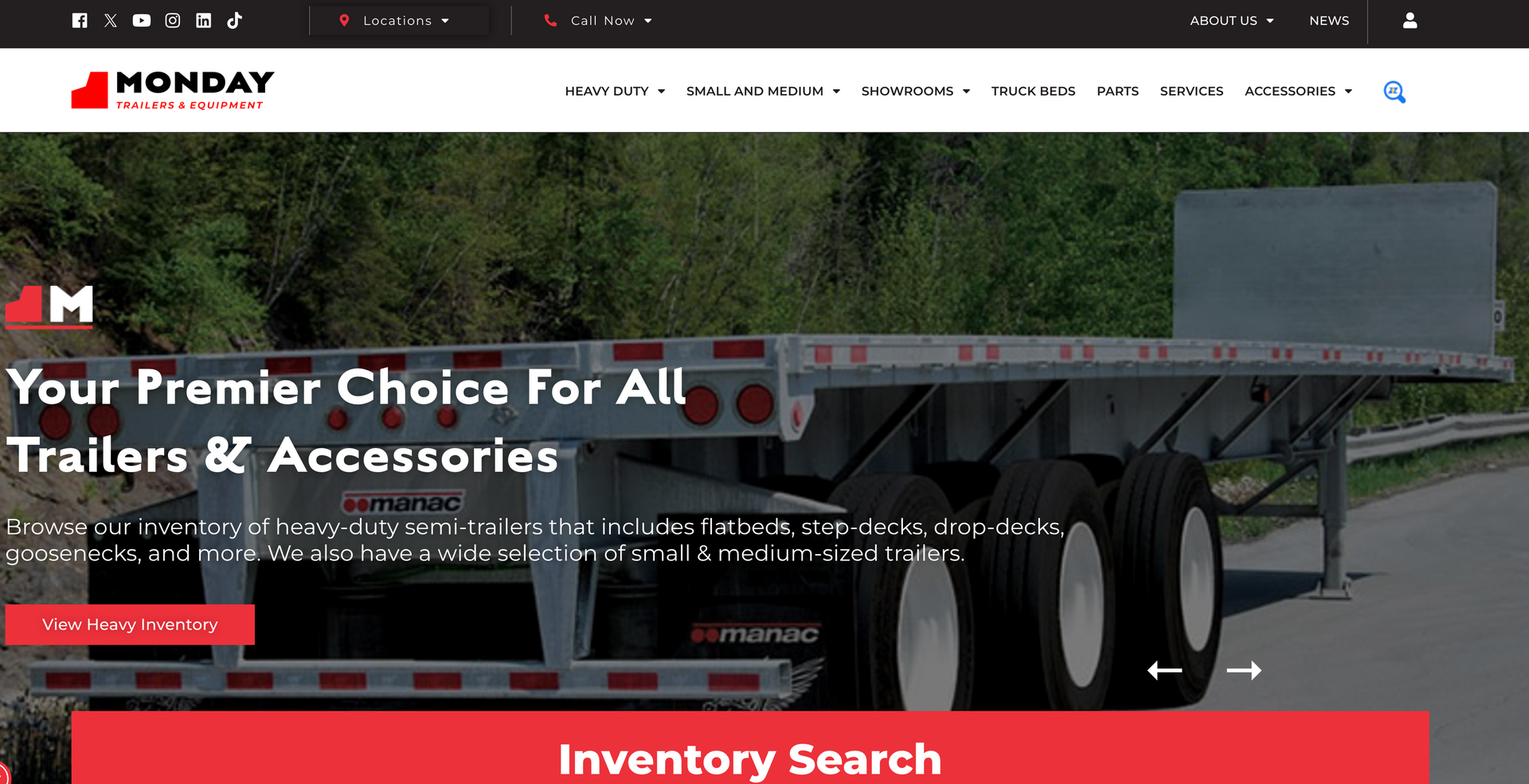 A trailer is on the homepage of a website.