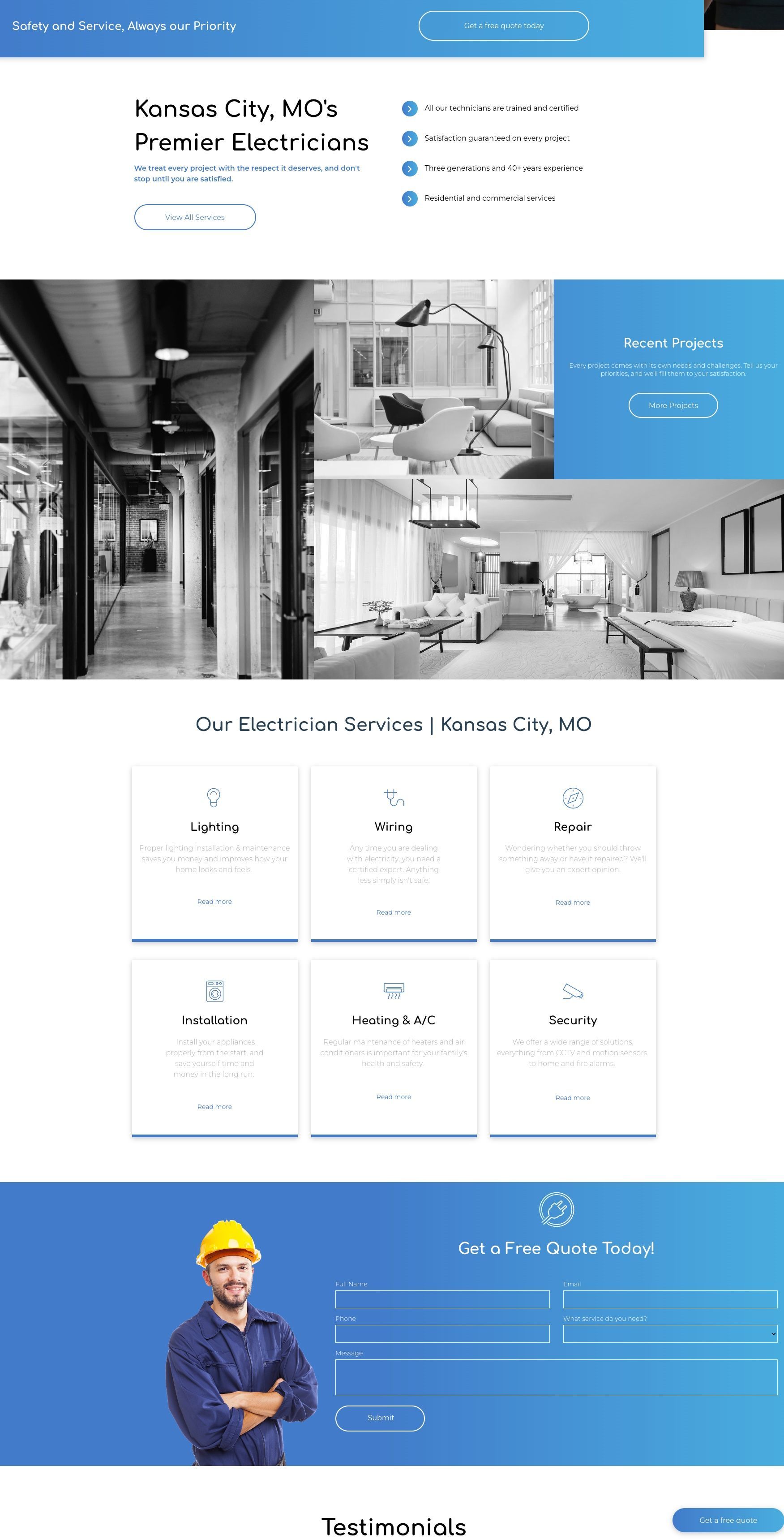 Electrician website design | local seo friendly websites in Kansas City. MO