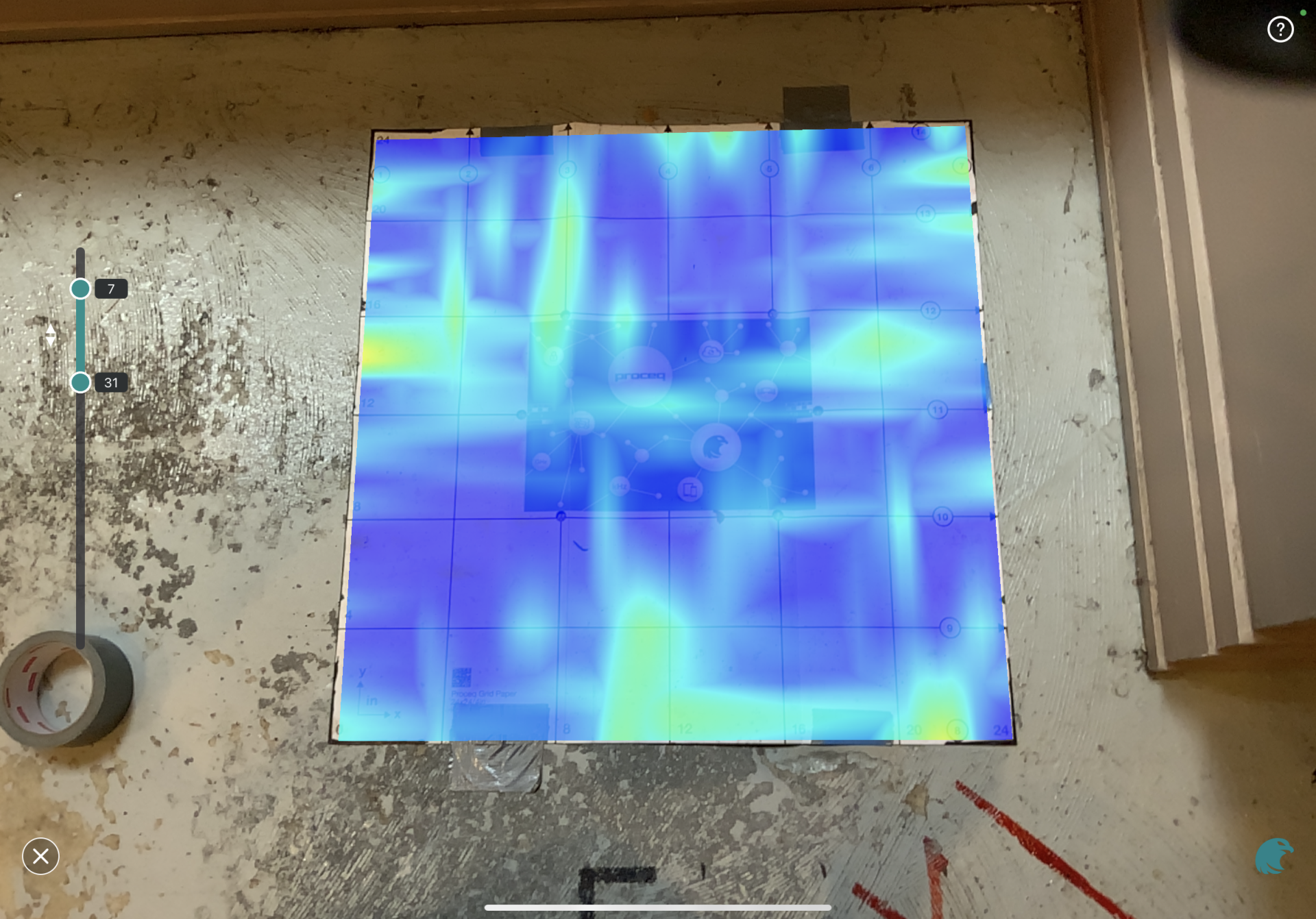 A picture of a purple and blue square on a table.