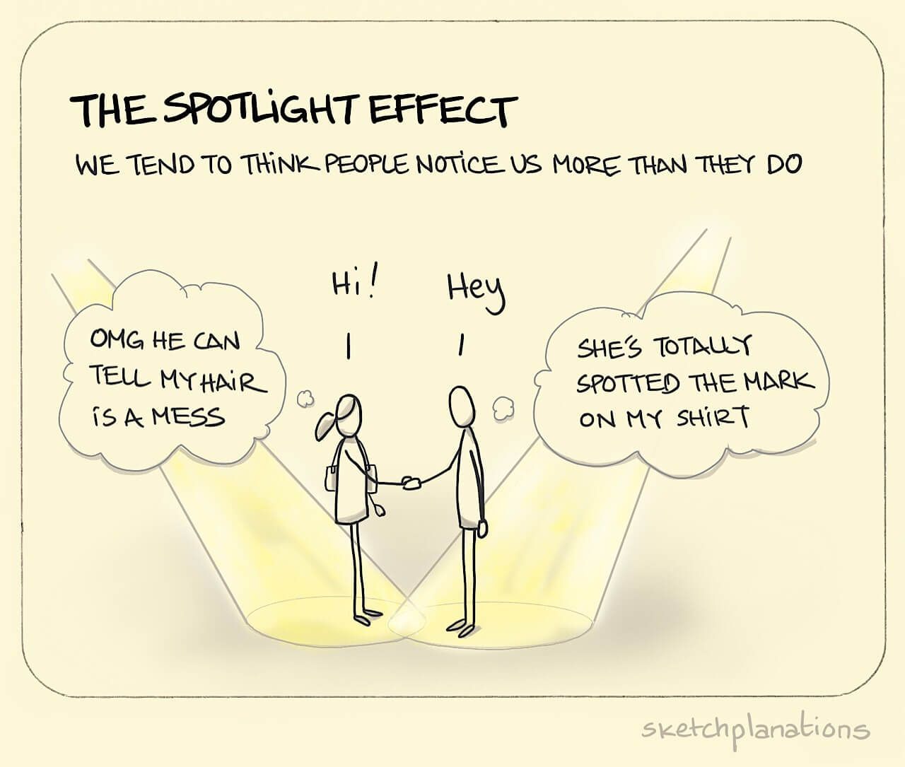 Two people experiencing The Spotlight Effect and social anxiety