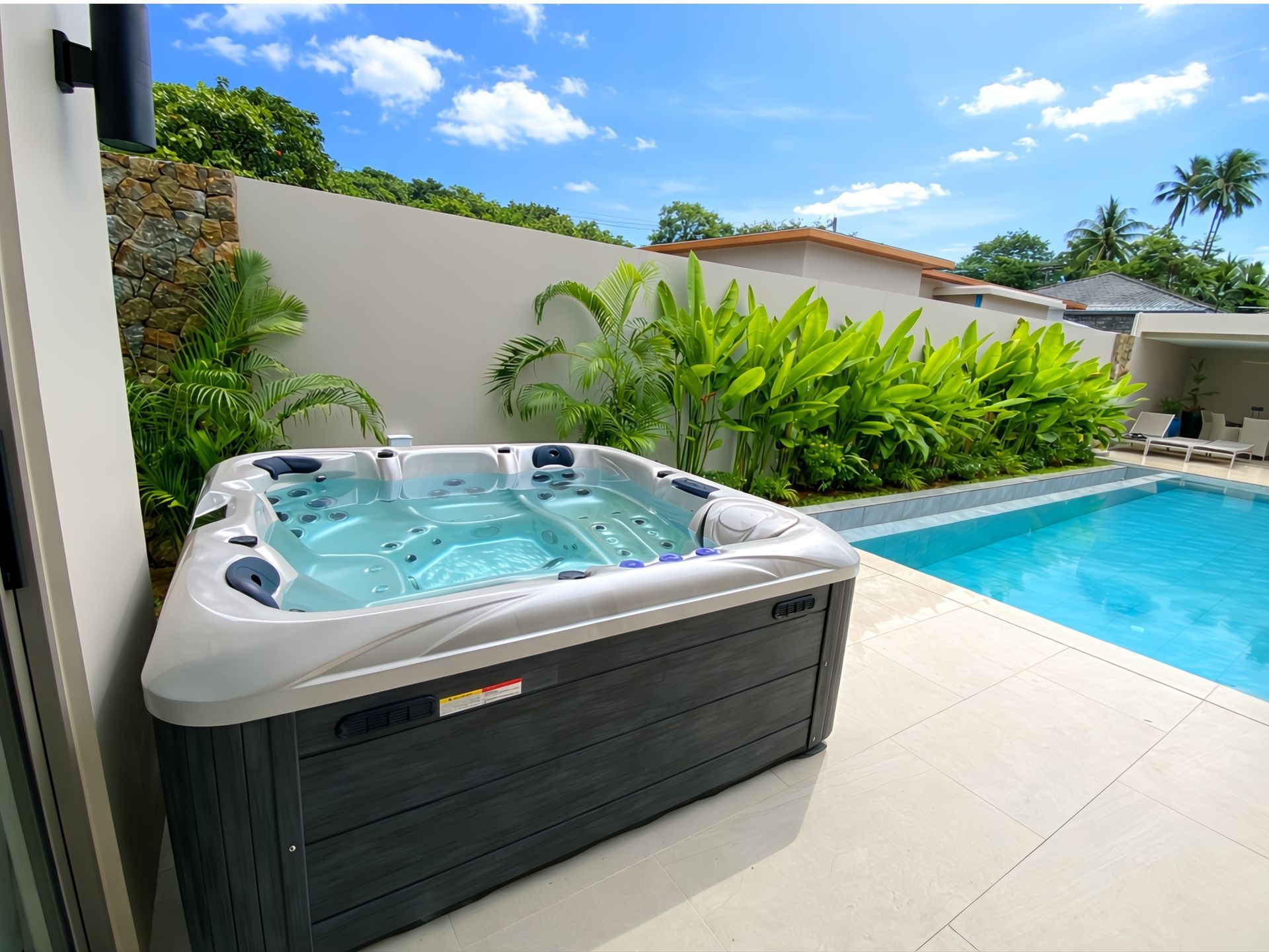 OCEANFRONT Alfa seires - Couple's Hot Tub อ่างน้ำร้อนกลางแจ้งติดตั้งริมสระว่ายน้ำในบ้านพักตากอากาศ