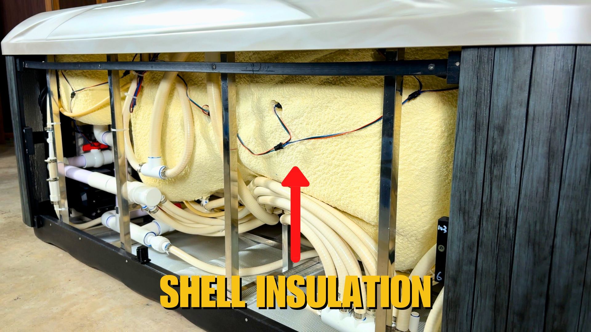 Outdoor hot tub insulation system designed for heat retention, energy efficiency, and consistent water temperature for long-term value