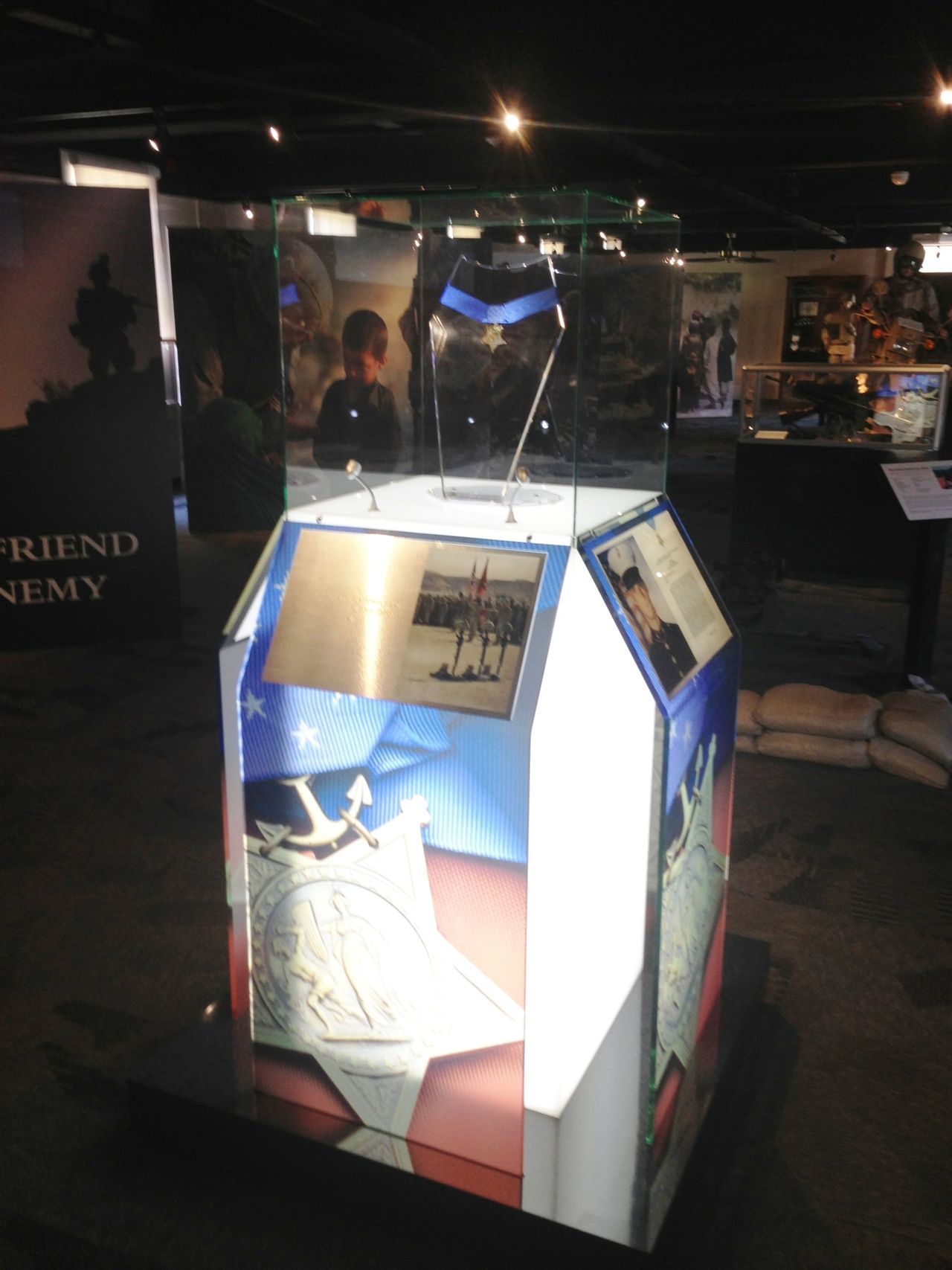 A display with a sign that says friend enemy