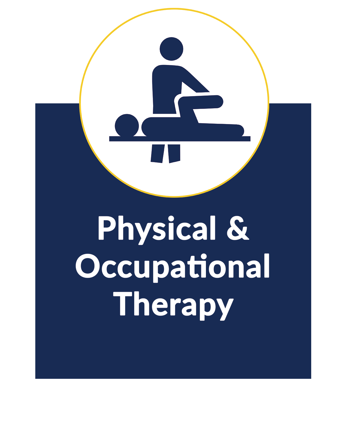 A sign that says physical and occupational therapy with a picture of a person getting a massage.