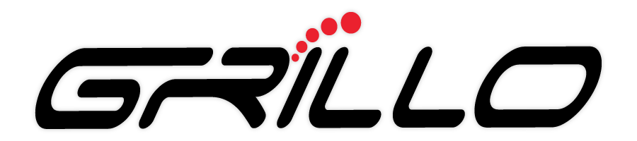 a black and white logo for grillo on a white background